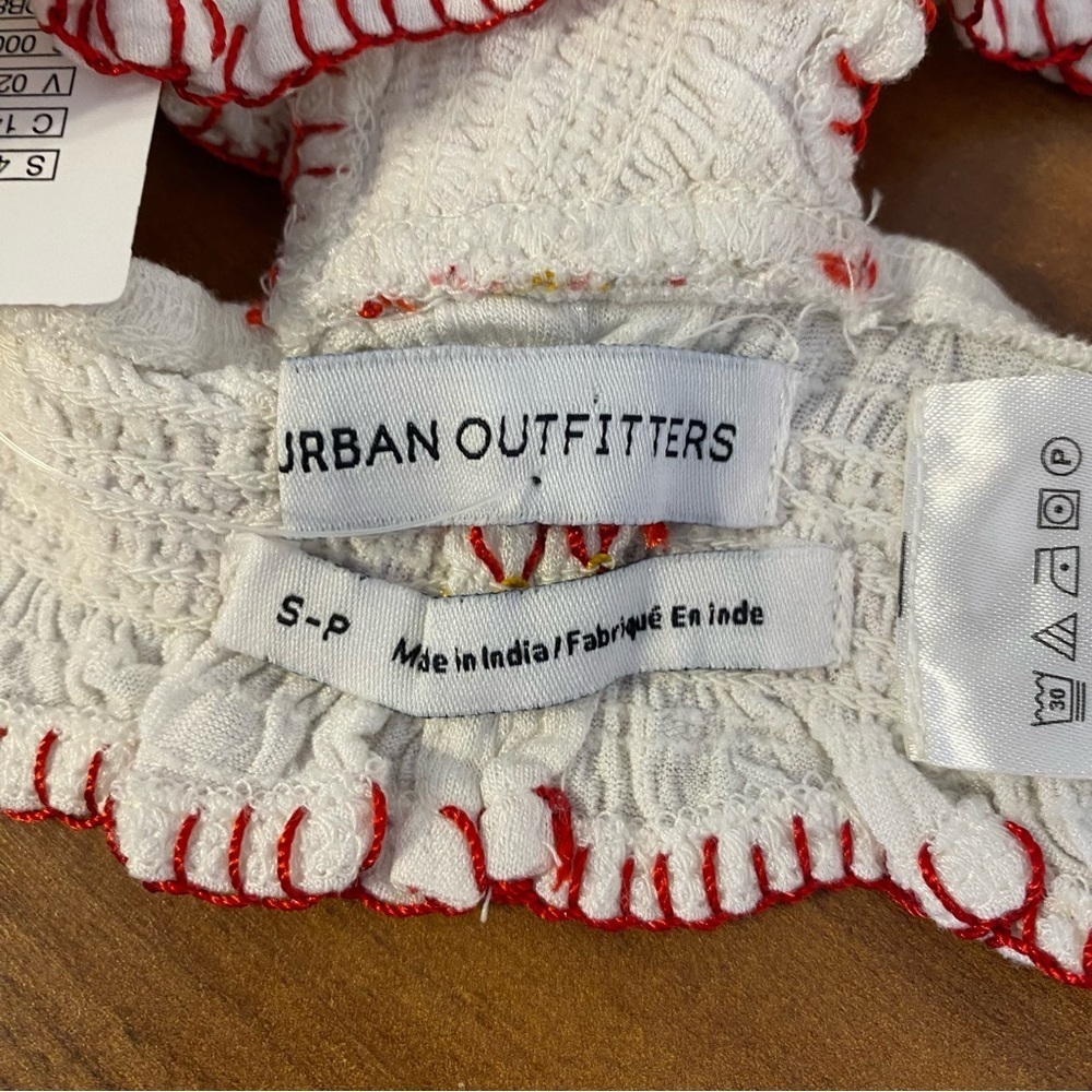 Urban Outfitters Cream Embroidered Crop Bralette with Red & Orange Accents - Picture 12 of 15